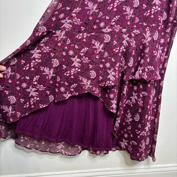 NWT White House Black Market Metallic Purple Printed Hi Low Maxi Dress Sz 12 - Picture 9 of 11